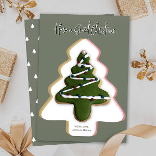 Árvore de Natal do Cartão de Biscoito Verde de Pin