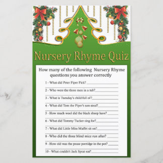 Árvore de Natal dourada Quiz de Rimas Infantis chá