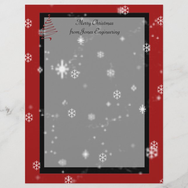 Árvore de Natal e Flocos de Neve em Vermelho e Pre (Frente)