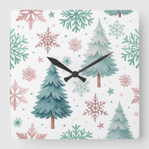 Árvore de Natal e Relógio de Parede Quadrada com F