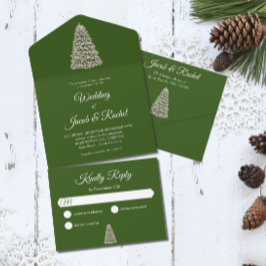 Árvore de Natal Elegante sobre Casamento Verde Esc