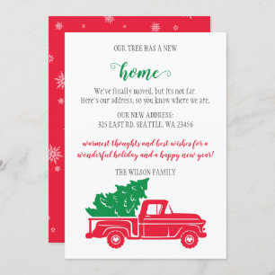 Árvore de Natal em Caminhão Nós Mudamos Cartões de