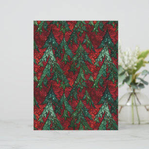 Árvore de Natal em Papel Mosaico Vermelho Rico e E