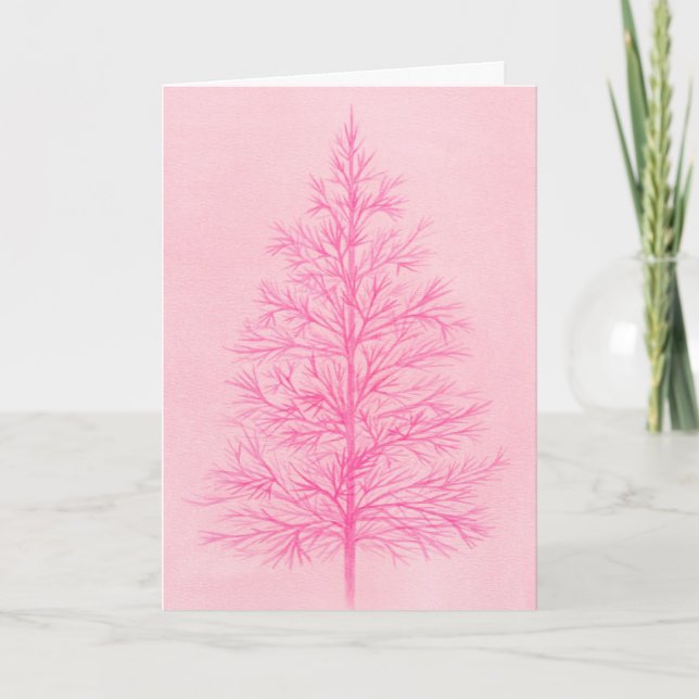 "Árvore de Natal em Rosa." Cartão (Frente)