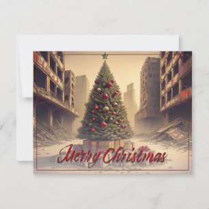 Árvore de Natal entre Ruínas Feliz Natal