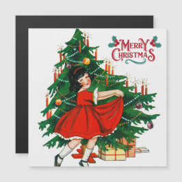 Árvore de natal feliz arte vintage cartão