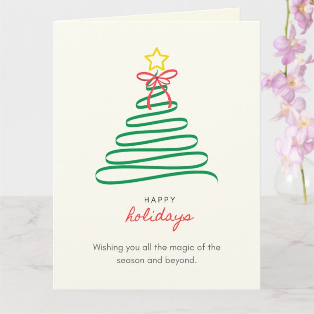 Árvore de Natal Minimalista Feliz Natal Cartão Dob (Orquídea)