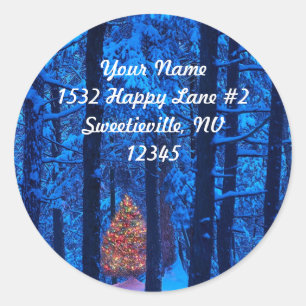 Árvore de Natal na etiqueta do endereço das