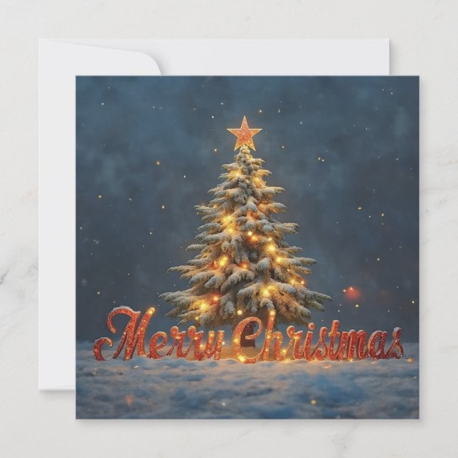 Árvore de Natal Nevada com Luzes Quentes (Frente)