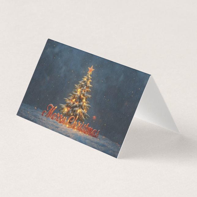 Árvore de Natal Nevada com Luzes Quentes (Frente)