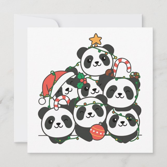Árvore de Natal Panda Convite de Natal de Animal E (Frente)