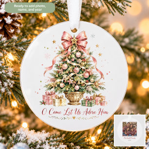 Árvore de Natal Rosa Ornamento de Natal Cristão