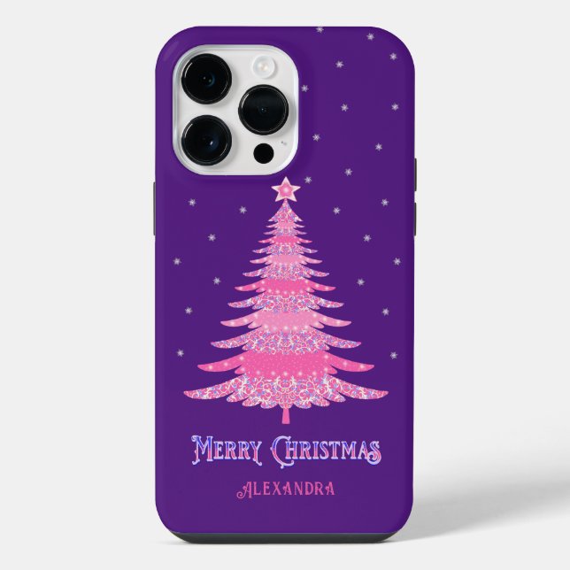 Árvore de Natal Rosa Personalizada Roxa (Verso)