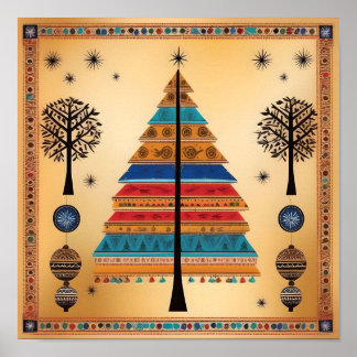Árvore de Natal Warli Art Poster