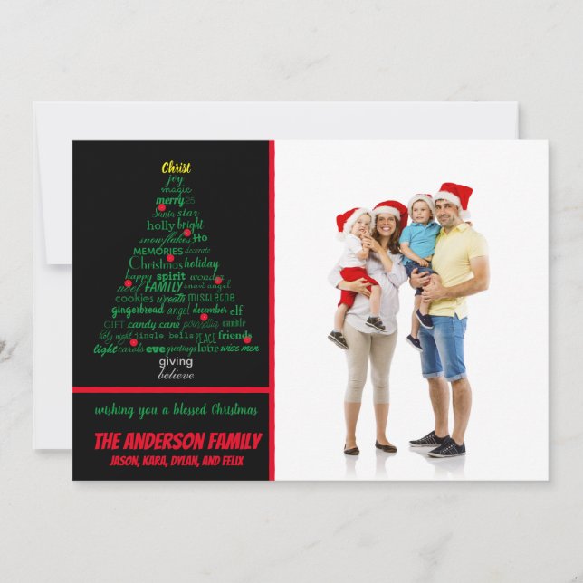 Árvore de Palavras de Natal -- Cartão de Natal (Frente)
