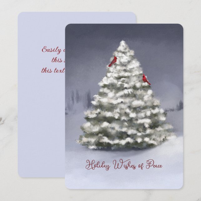 Árvore de pinheiro coberto por neve Natal Dois Car (Frente/Verso)