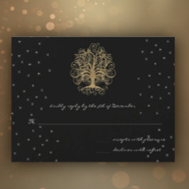 Árvore de Redemoinho Dourado em RSVP de Casamento
