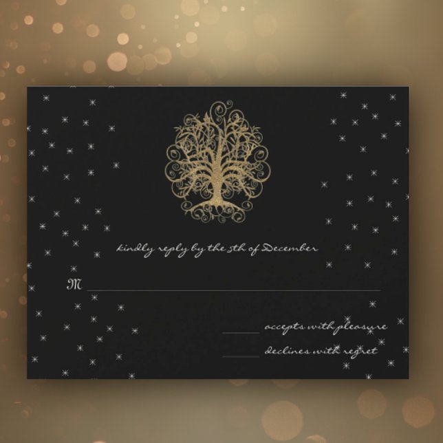Árvore de Redemoinho Dourado em RSVP de Casamento  (Criador carregado)