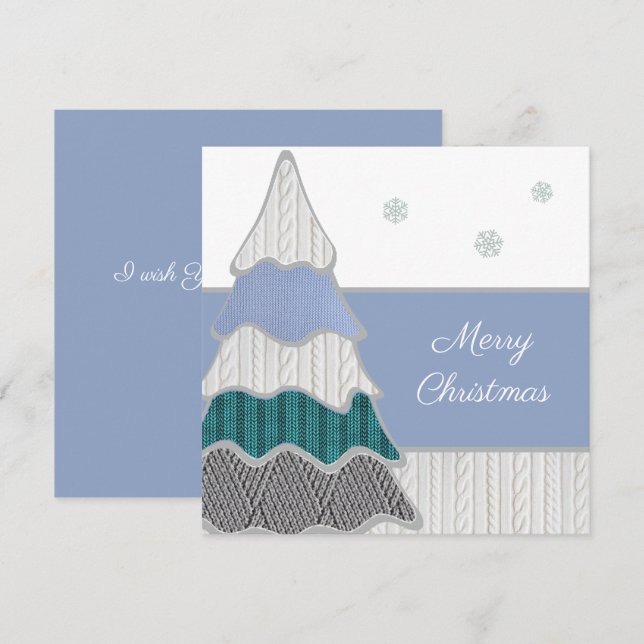 Árvore de Textura Azul Moderno de Feliz Natal (Frente/Verso)