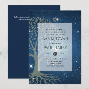 Árvore de vida Galáxia BAR Azul Convites MITZVAH