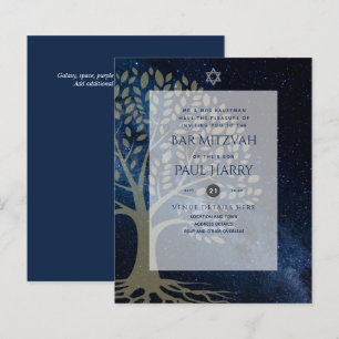 Árvore de vida Galáxia BAR Azul Convites MITZVAH