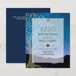 Árvore de vida Galáxia BAR Azul Convites MITZVAH