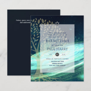 Árvore de vida Galáxia BAR Azul Convites MITZVAH