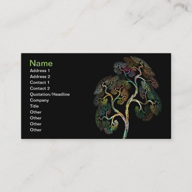 Árvore do cartão de visita da vida (Frente)