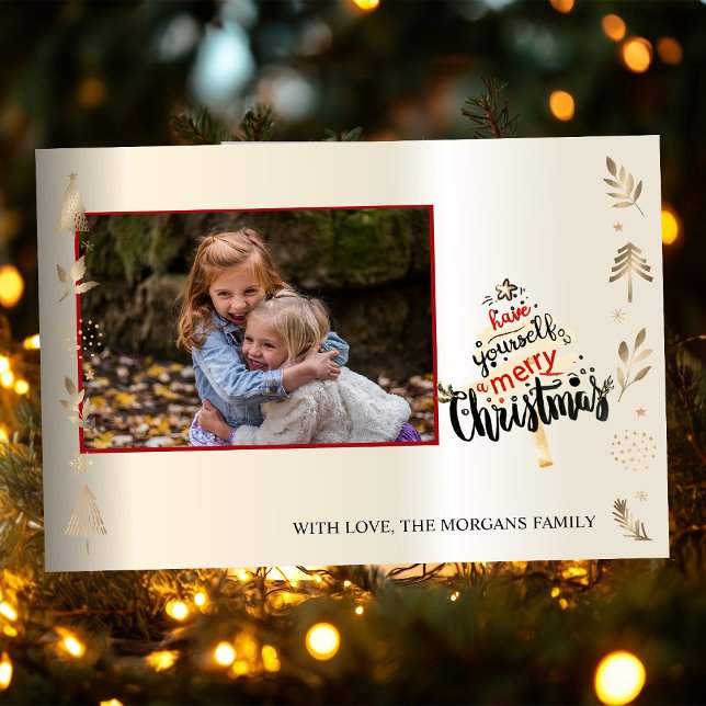 Árvore Dourada de Natal Elegante, Ramais, Sua Foto (Criador carregado)