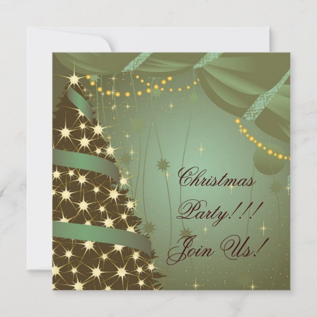 Árvore e cortina de Convite de festas de Natal (Frente)