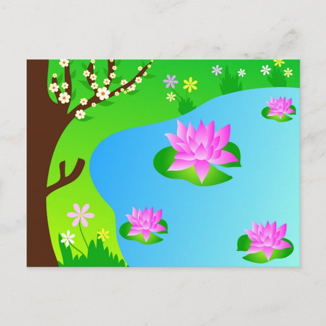 Árvore e lagoa - Cartão postal (Frente)