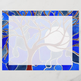 Árvore e Lua na Canvas - Azul