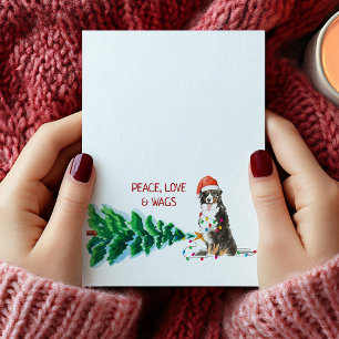 Árvore e Luzes do Cartão de Natal de Cachorro Bern