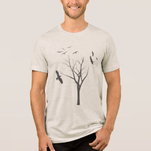 Árvore e pássaros - camisa dos homens T