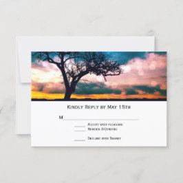 Árvore em Placas RSVP de Casamento Sunset