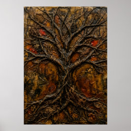 Árvore Escura da Vida Relevo Pintura Poster | Bron