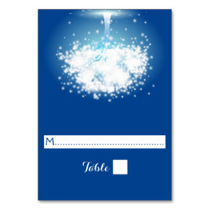 Árvore, luz cintilante, cartão azul de casamento