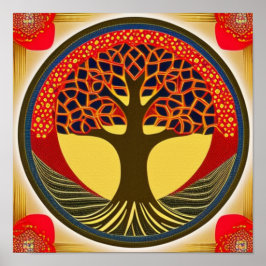 Árvore Marrom e Marinho da Vida Poster