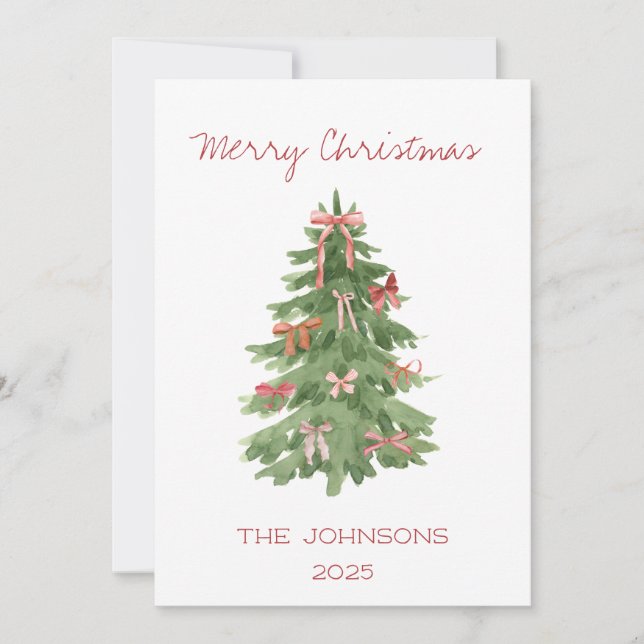 Árvore natalícia com cartão de feriado plano de Ar (Frente)