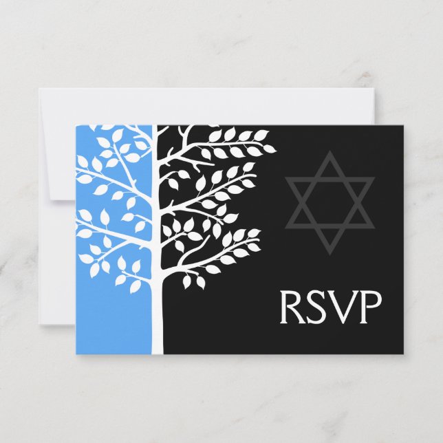 Árvore Negra Azul do Bar de Vida Mitzvah RSVP (Frente)