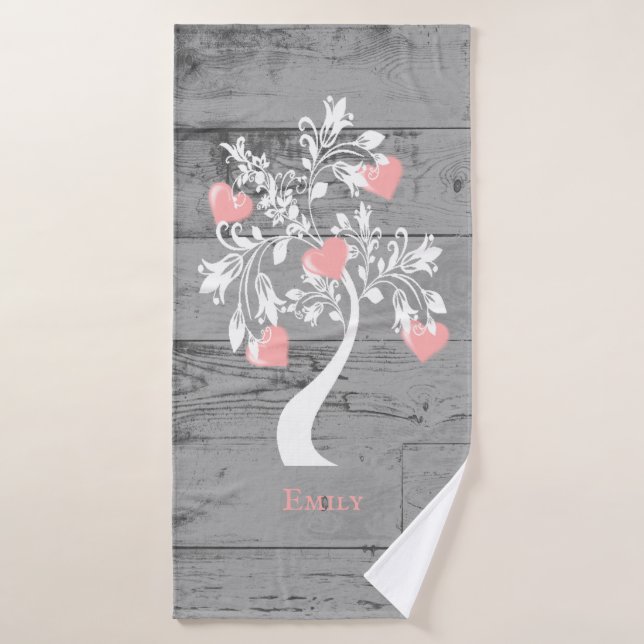 Árvore Rosa de Corações Conjunto de Toalhas de Ban (Toalha de Banho)