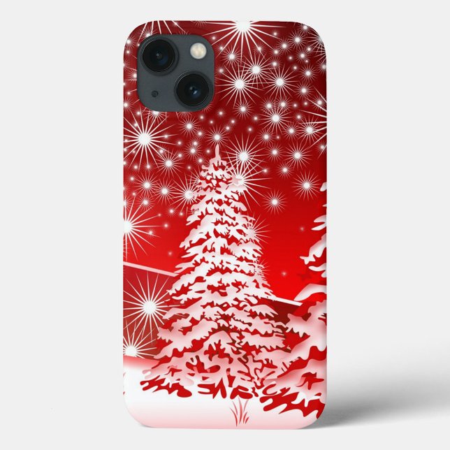 Árvore Vermelha com neve (Christmas iPhone Case Decorated for the Holiday Season!)