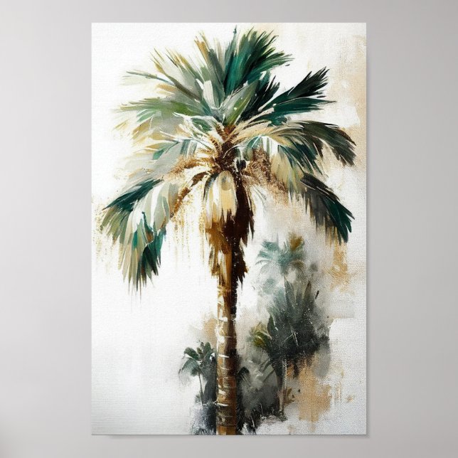 Árvore Vintage Palm, Poster de Arte de Parede Trop (Frente)