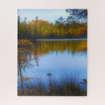 árvores através de um lago no quebra-cabeça da