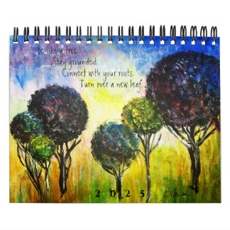 ÁRVORES - Calendário de Duas Páginas de 12 Meses (