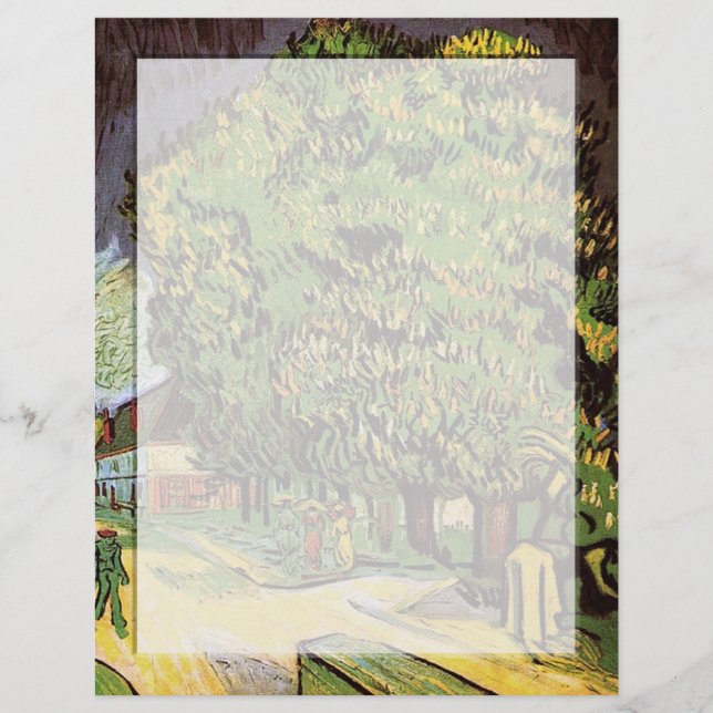 Árvores de castanha em Blossom, Vincent van Gogh. (Frente)