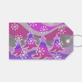 Árvores de inverno Etiquetas de presentes roxas