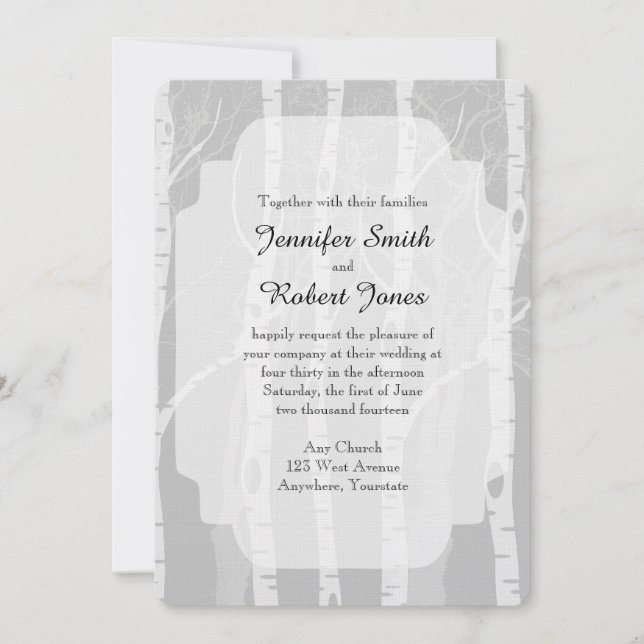 Árvores de inverno no Convite para Casamento de Ci (Frente)