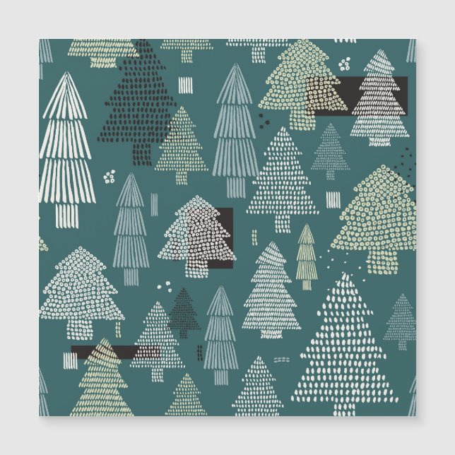 Árvores de inverno, padrão vintage de Natal. (Frente)