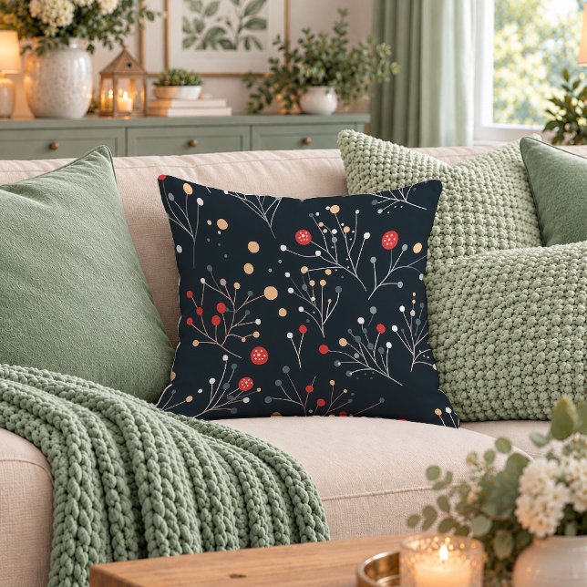 Árvores de Natal Abstratas Vermelho Verde Almofada (Abstract Christmas Trees Red Green Throw Pillow Art)